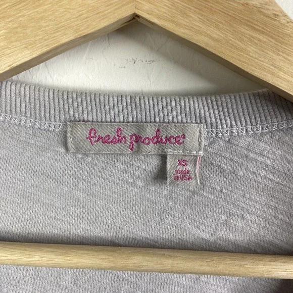 Fresh Produce Long Sleeve Tee Shirt Tunic top Gray Sz XS Cotton Casual Boxy - Picture 3 of 3